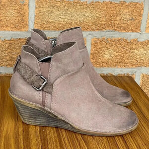 OTBT Women's Rocker Wedge Bootie Stone Leather size 9